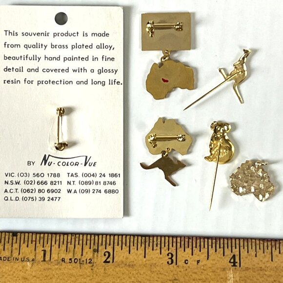Australia Vtg Souvenir Brooch Enamel Pins Charm 6 Item Lot Koala Kangaroo Flag - Picture 2 of 6